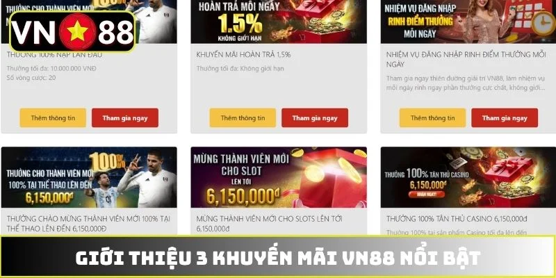 Giới thiệu 3 khuyến mãi VN88 nổi bật