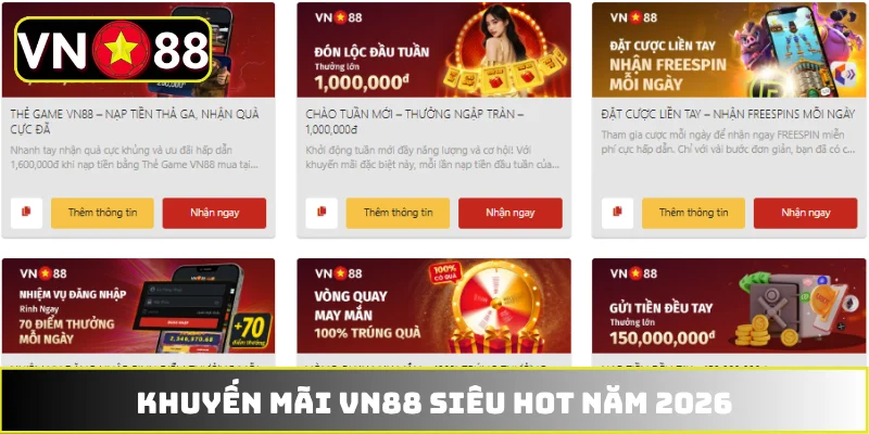 Khuyến mãi VN88 siêu hot năm 2026